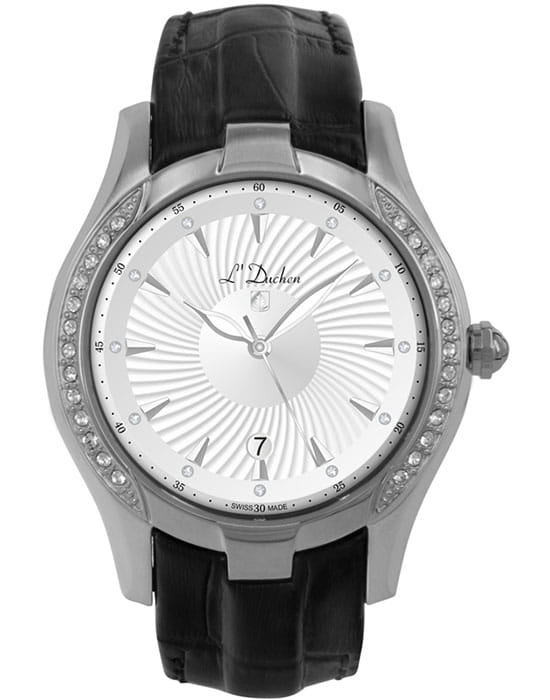 L'Duchen LDuchen D 201.11.33  D 201.11.33 кварцевые женские часы серебристый циферблат, браслет кожаный — вид спереди